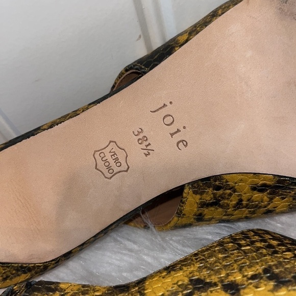 JOIE Rines mustard yellow/ black snakeskin print slingback pointed heel sz 38.5 - Picture 10 of 14
